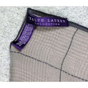 Ralph Lauren Collection Pocket Square Scarf Taupe Silk Glen Plaid Windowpane
